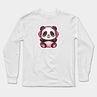 A Panda Sticker listening to Music. Sticker Long Sleeve T-Shirt